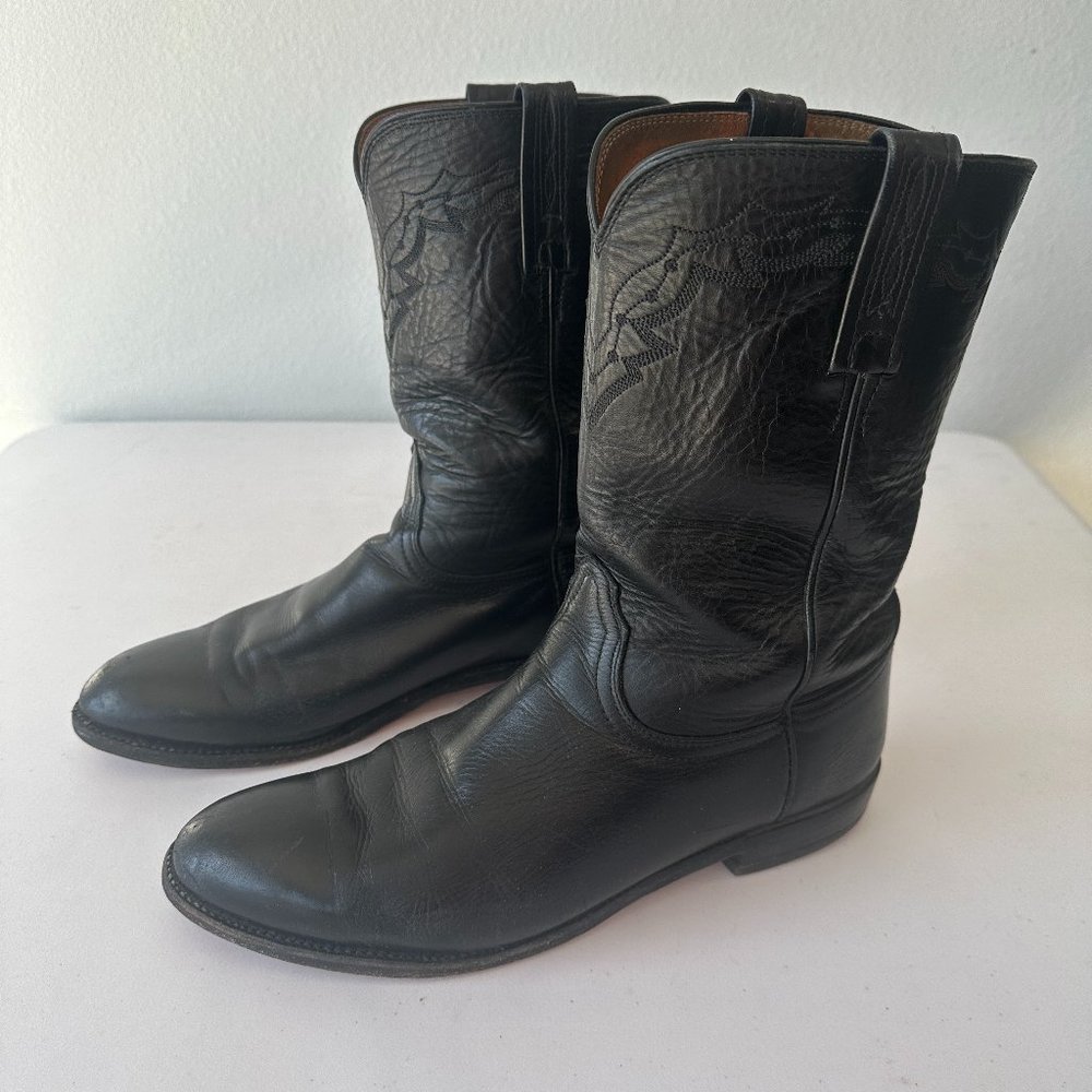 Justin Roper Black Leather Western Boots 11D
